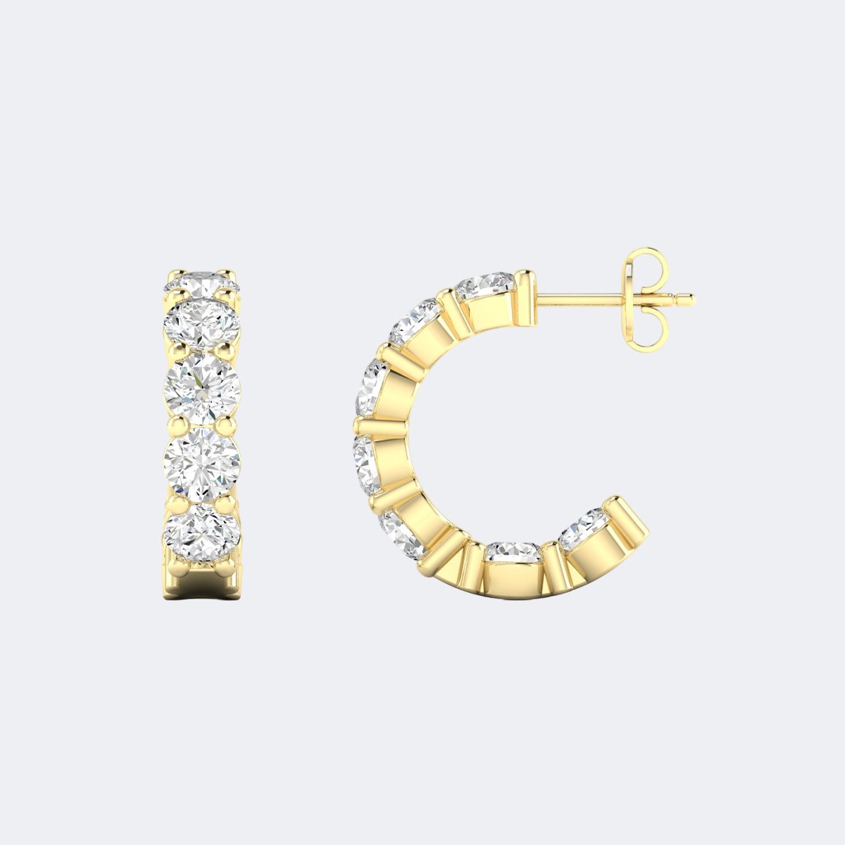 3.10 CTW Round Cut Shared Prong Set Open Hoop Earrings