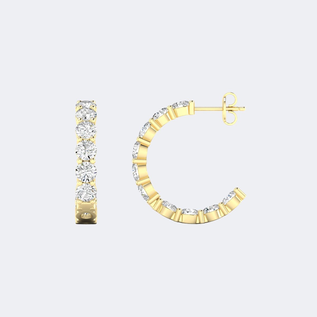 3.05 CTW Round Cut Shared Prong Set Open Hoop Earrings
