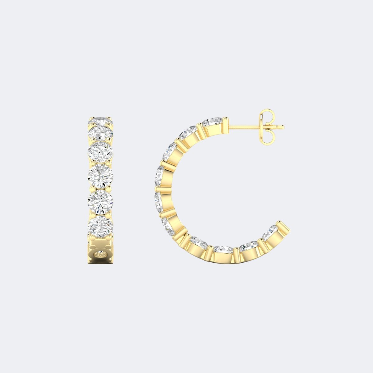 4.00 CTW Round Cut Shared Prong Set Open Hoop Earrings