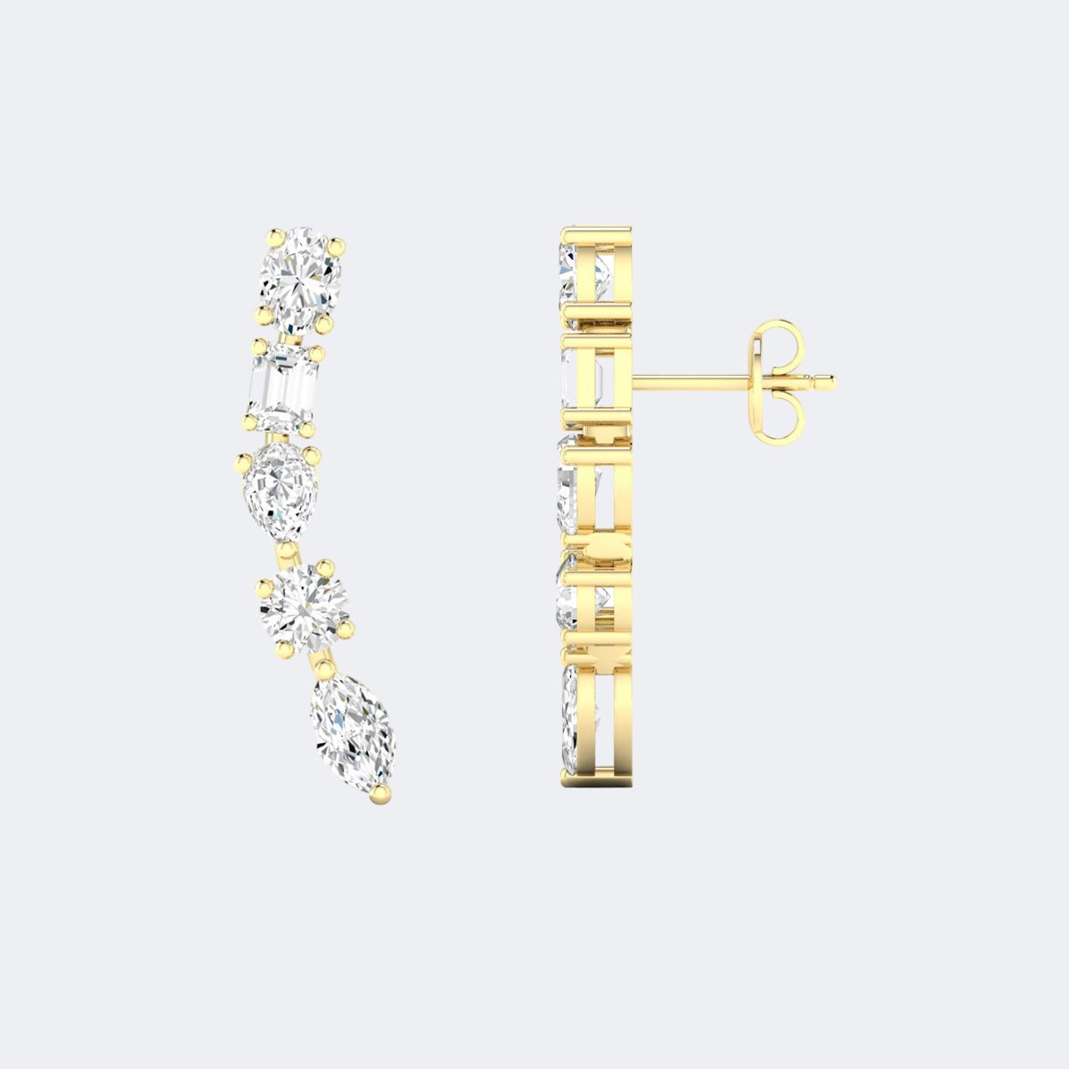 1.40CTW, Mixed-Shape, Prong, Curved Drop / Linear Earrings