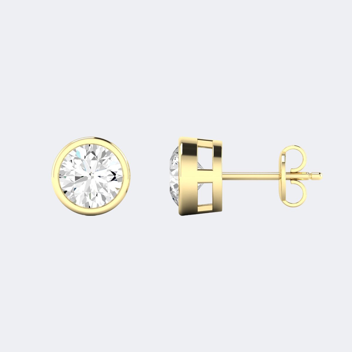1.00 CTW Round Bezel Setting Stud Earring