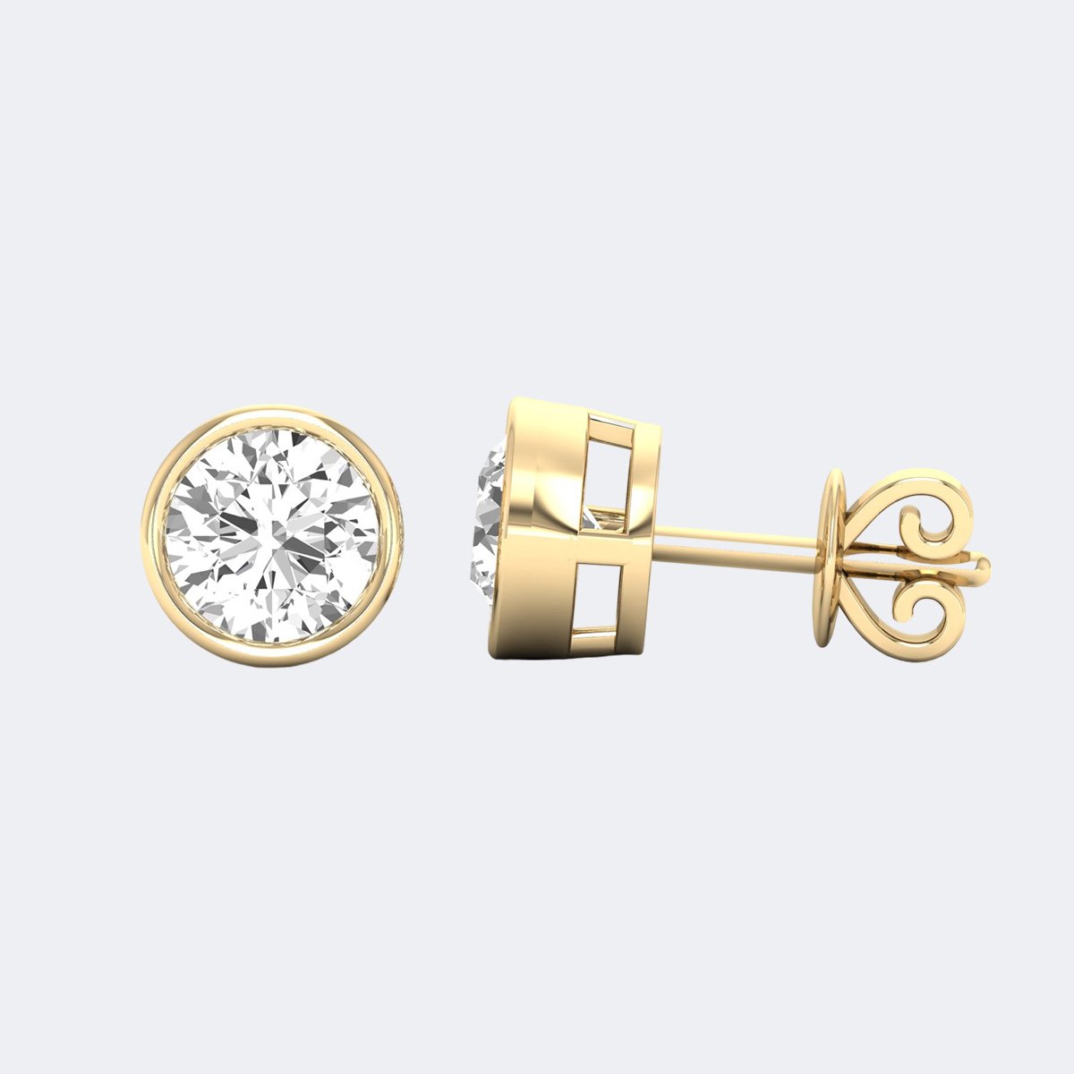 2.00 CTW Round Bezel Setting Stud Earring