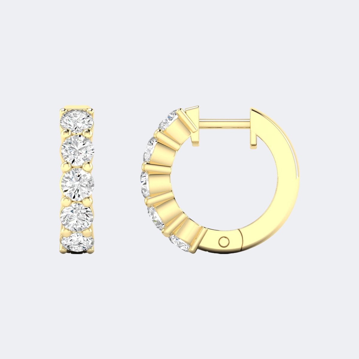 1.00CTW Round Cut Shared Prong Set Huggie Hoop Earrings