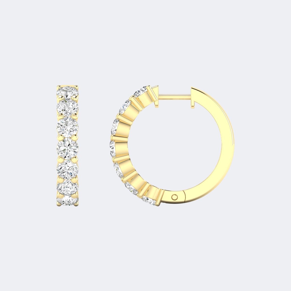 2.00 CTW Round Cut Shared Prong Set Huggie Hoop Earrings