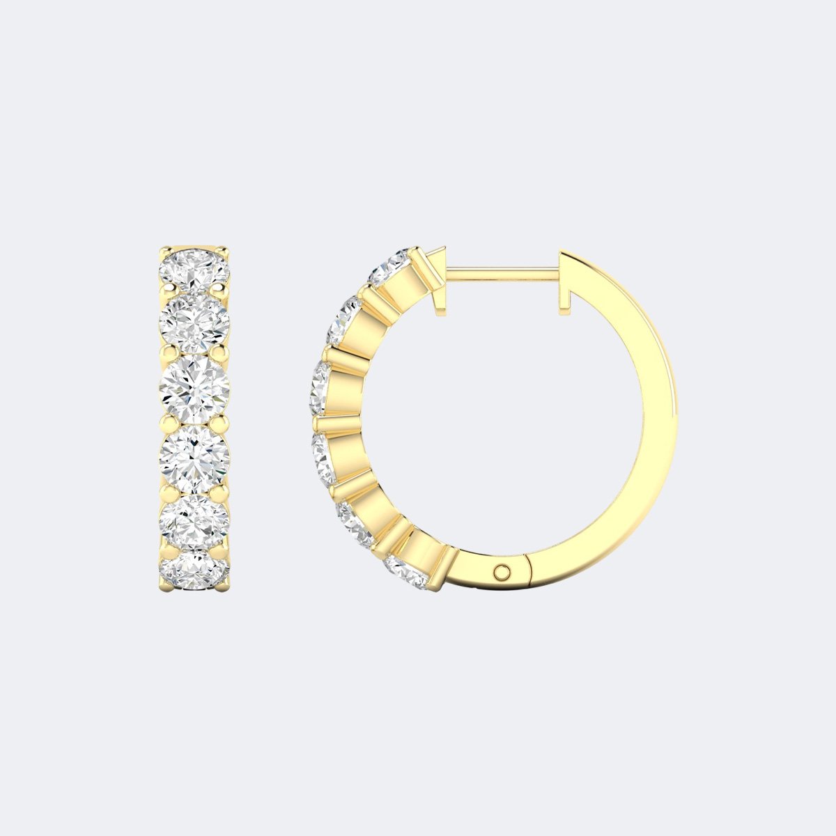 3.00 CTW Round Cut Shared Prong Set Huggie Hoop Earrings