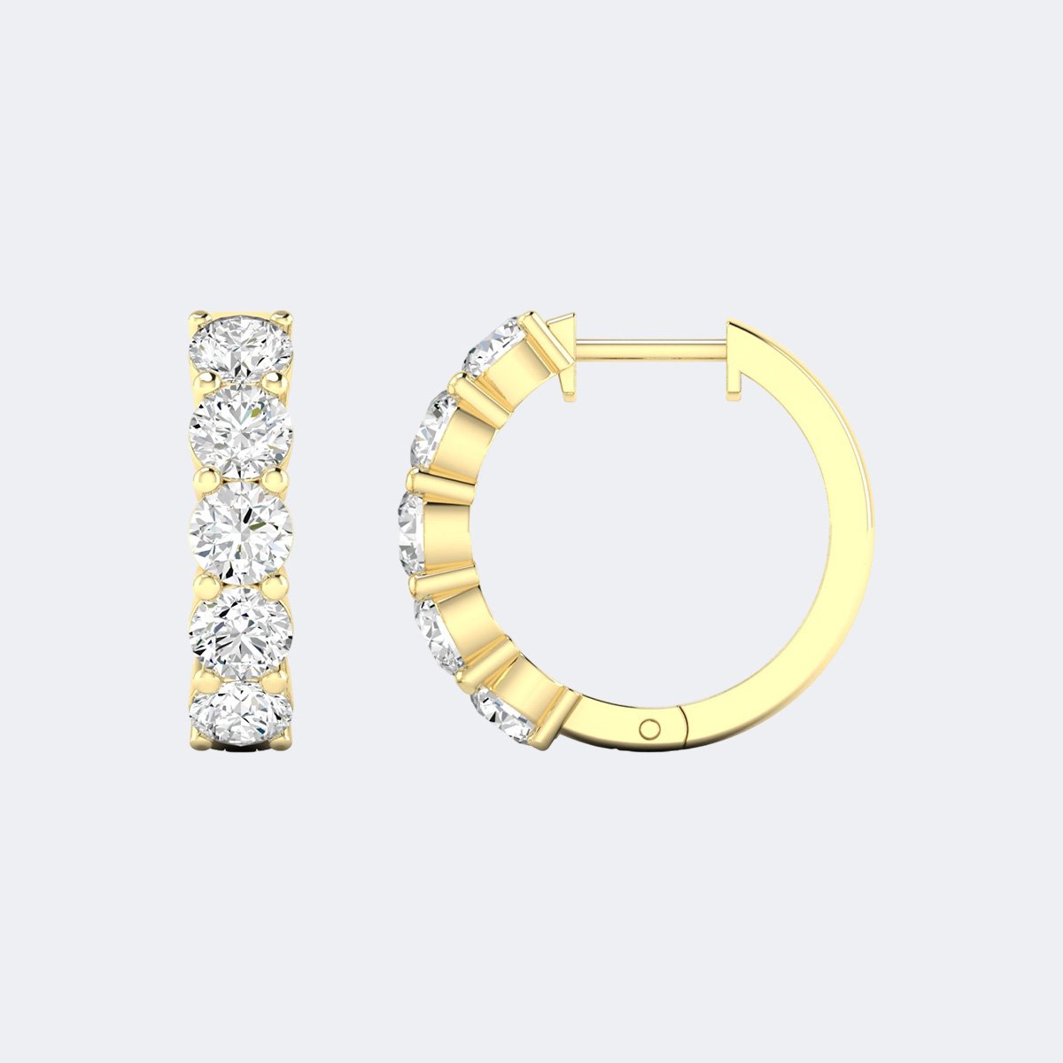 4.00 CTW Round Cut Shared Prong Set Huggie Hoop Earrings
