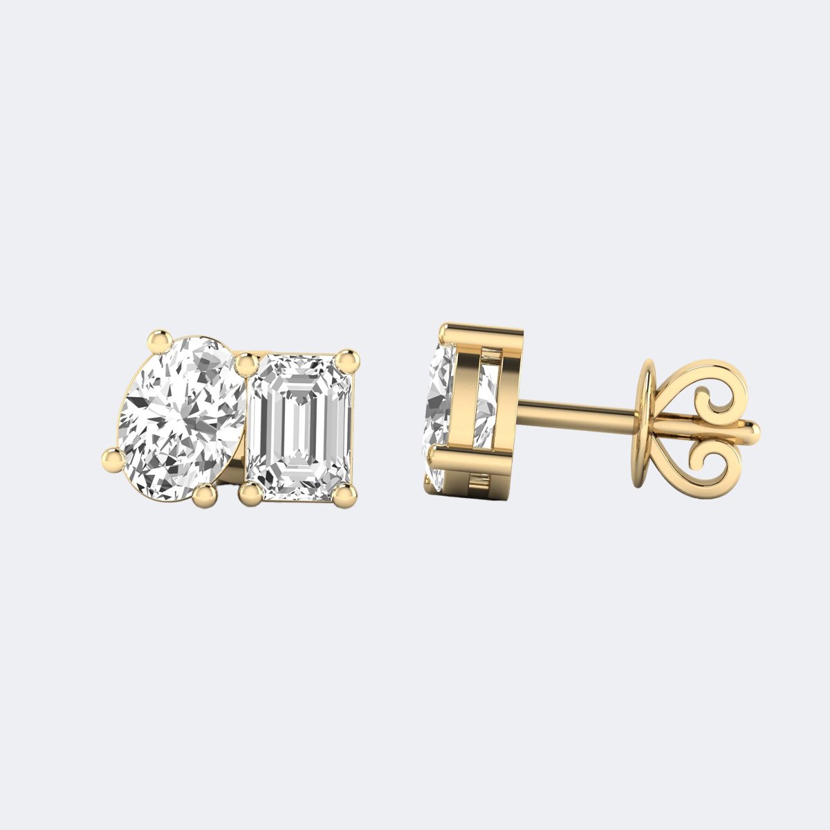3.10CTW Oval-Emerald Prong Toi et Moi Stud