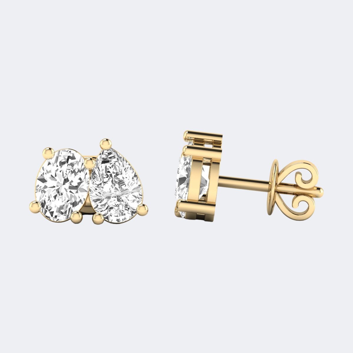 3.10CTW Pear-Oval Prong Toi et Moi Stud