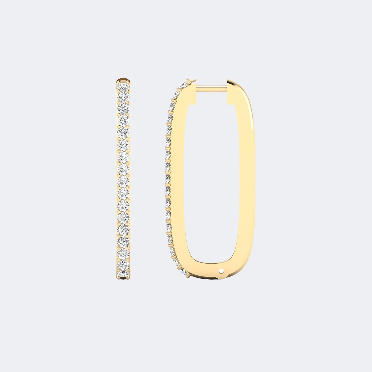 0.55CTW Round Cut Pav? Set Elongated Hoop Earrings