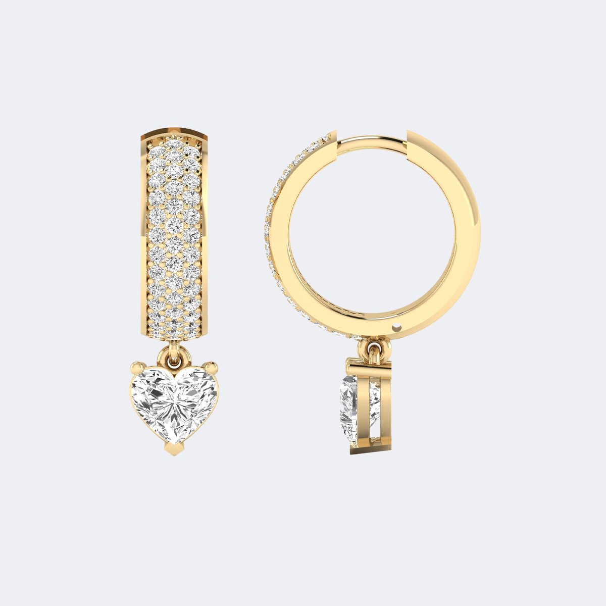 1.50CTW, Round&Heart, Prong/Pav?, Pav? Huggie Drop / Linear Earrings