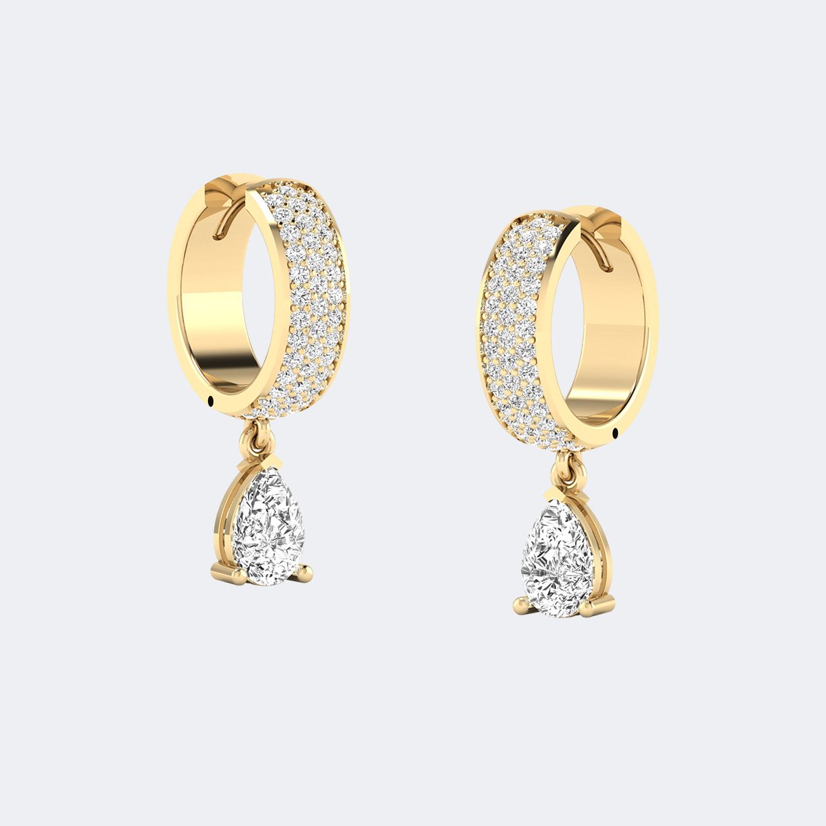 1.50CTW, Round&Pear, Prong/Pav?, Pav? Huggie Drop / Linear Earrings