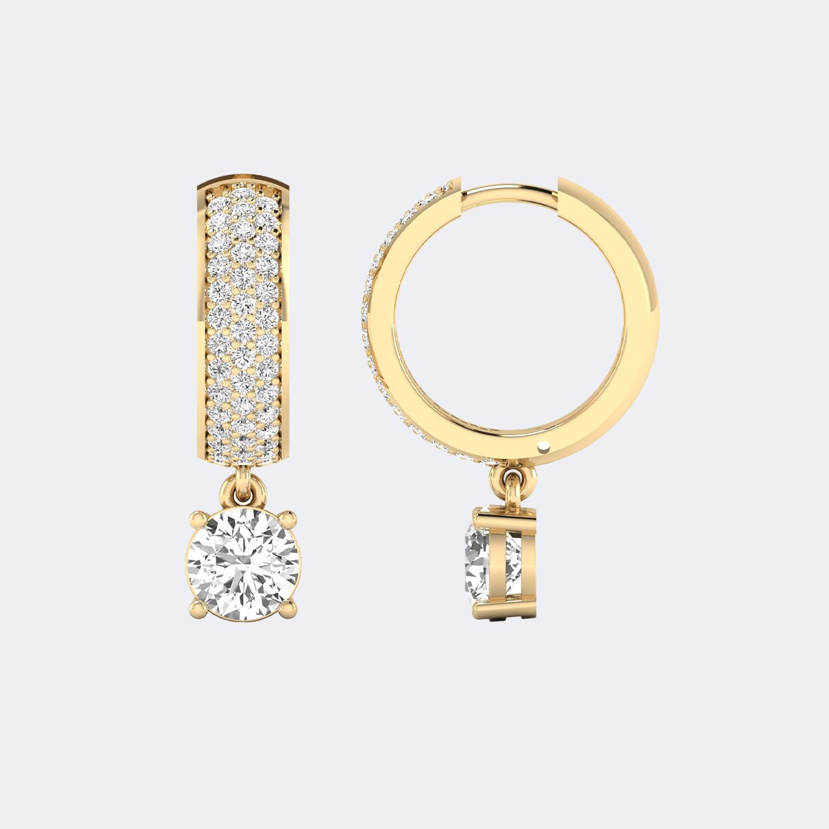 1.50CTW, Round, Prong/Pav?, Pav? Huggie Drop / Linear Earrings