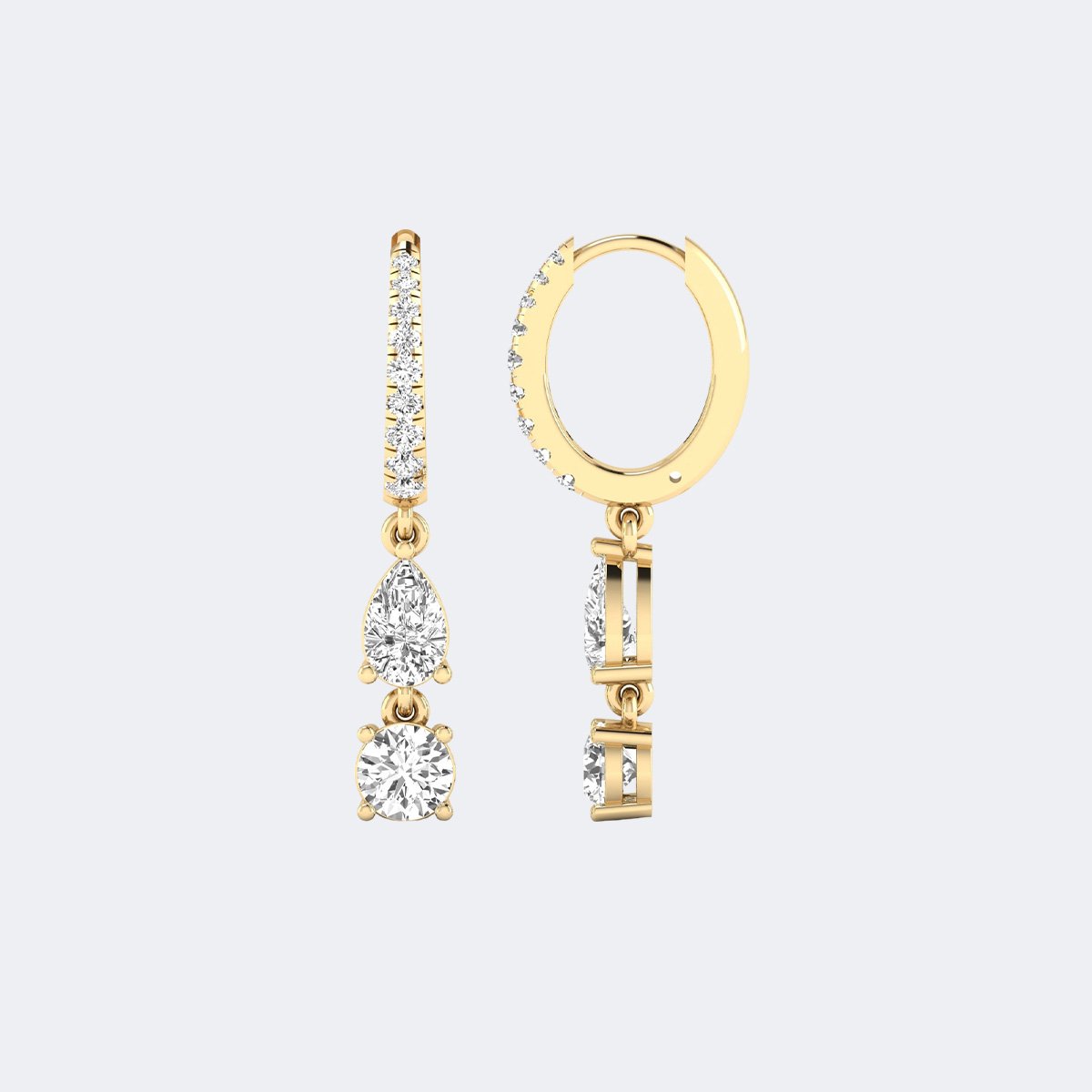 1.40CTW, Round,Pear Prong/Pav?, Huggie Drop / Two-Stone Linear Dangle