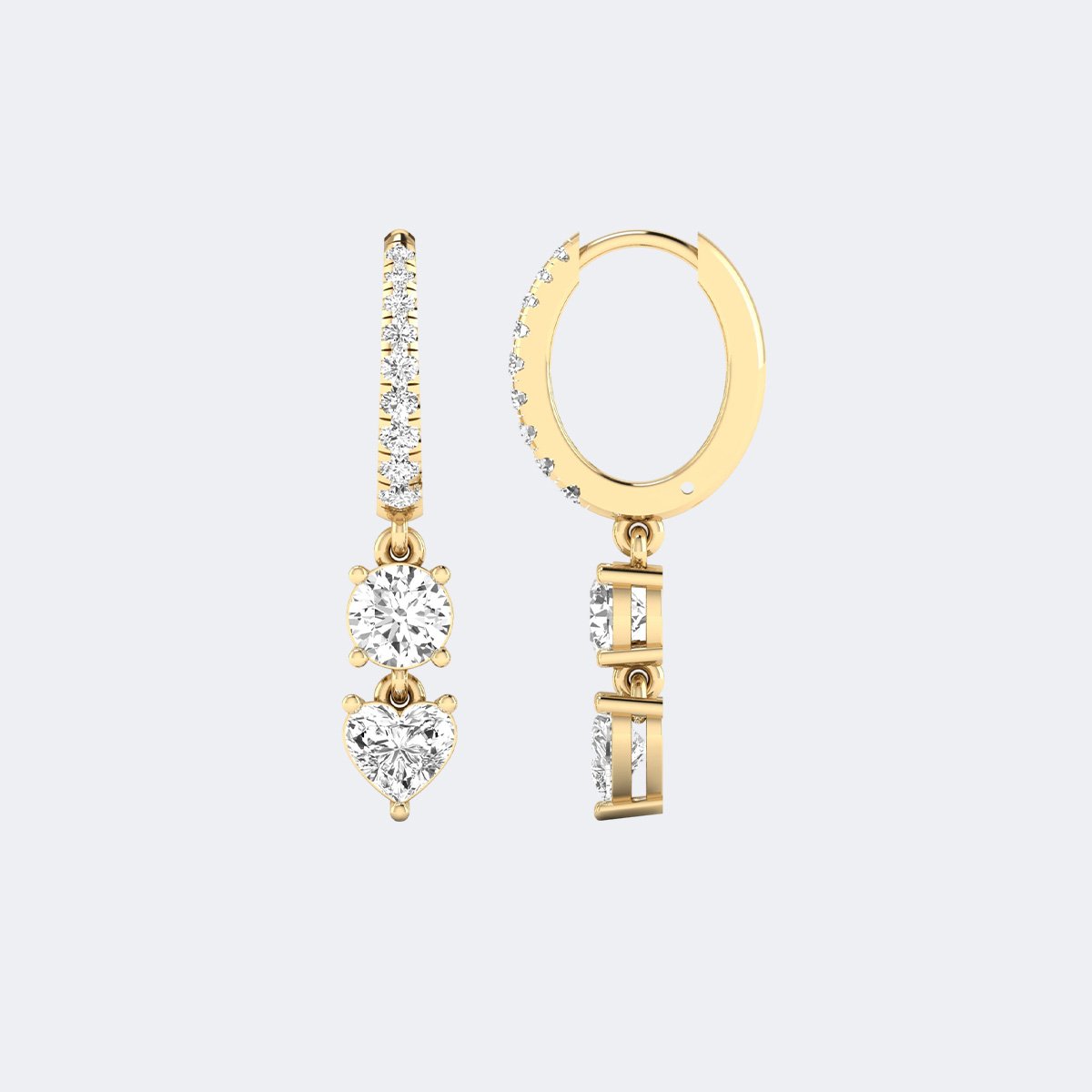 1.40CTW, Round/Heart, Prong/Pav?, Huggie Drop / Two-Stone Linear Dangle