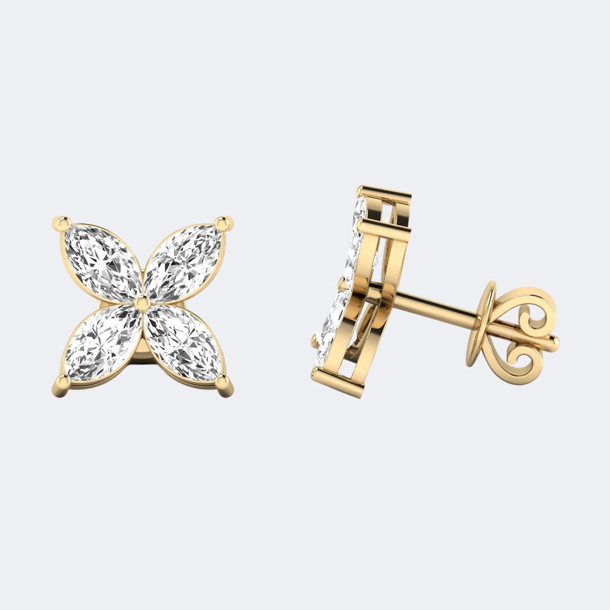 0.50CTW Marquise Prong Flower Cluster Stud