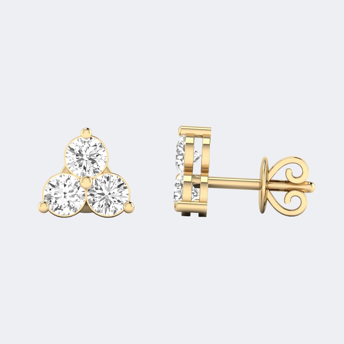 0.50CTW Round Prong Three Stone Stud