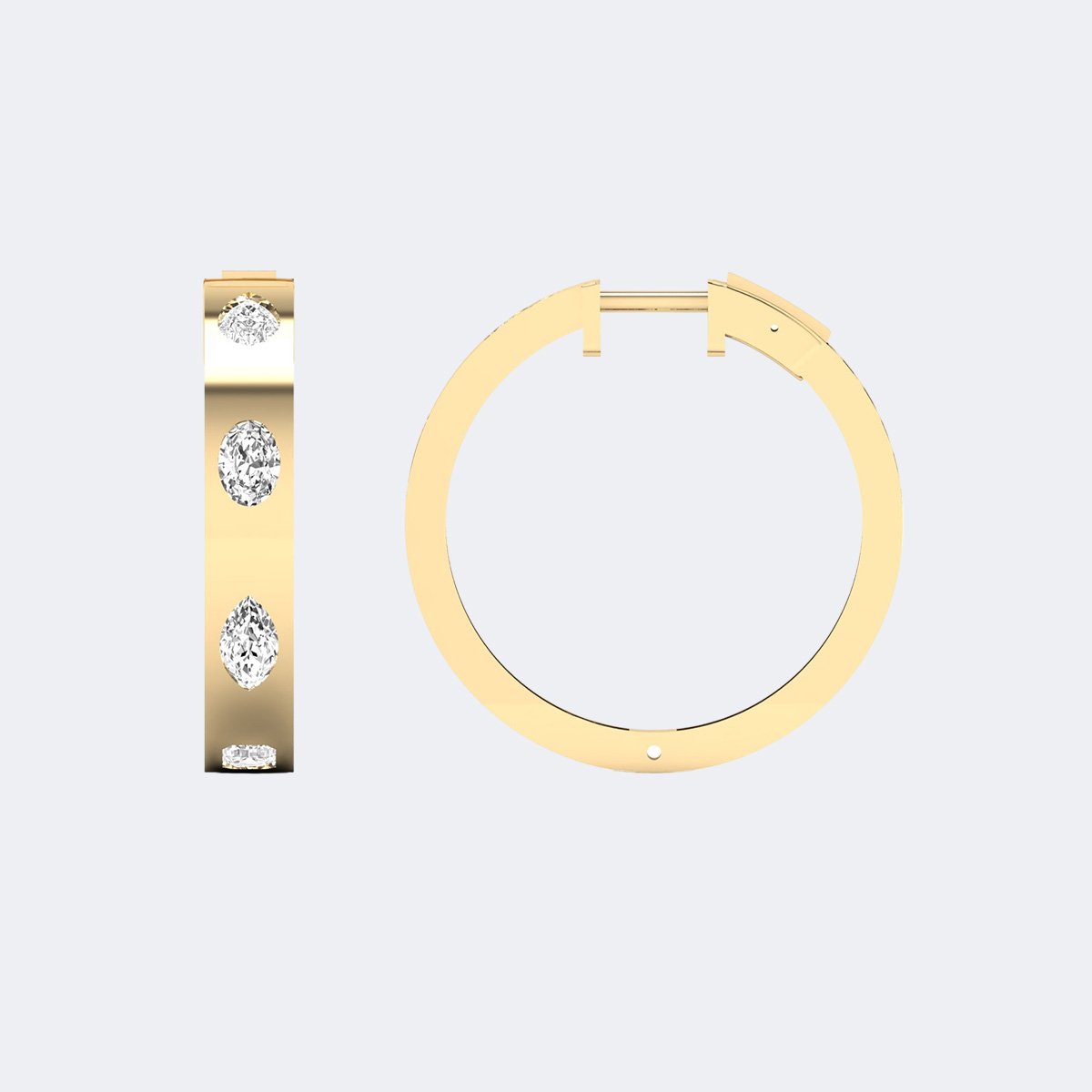 2.00 CTW Oval Cut Flush Set Hoop Earrings