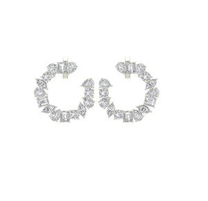 4.10CTW Mixed Shape Prong Set  Open Hoop Earrings