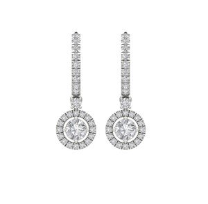 1.20CTW, Round, Prong/Pav?, Linear Drop / Round Halo Dangle