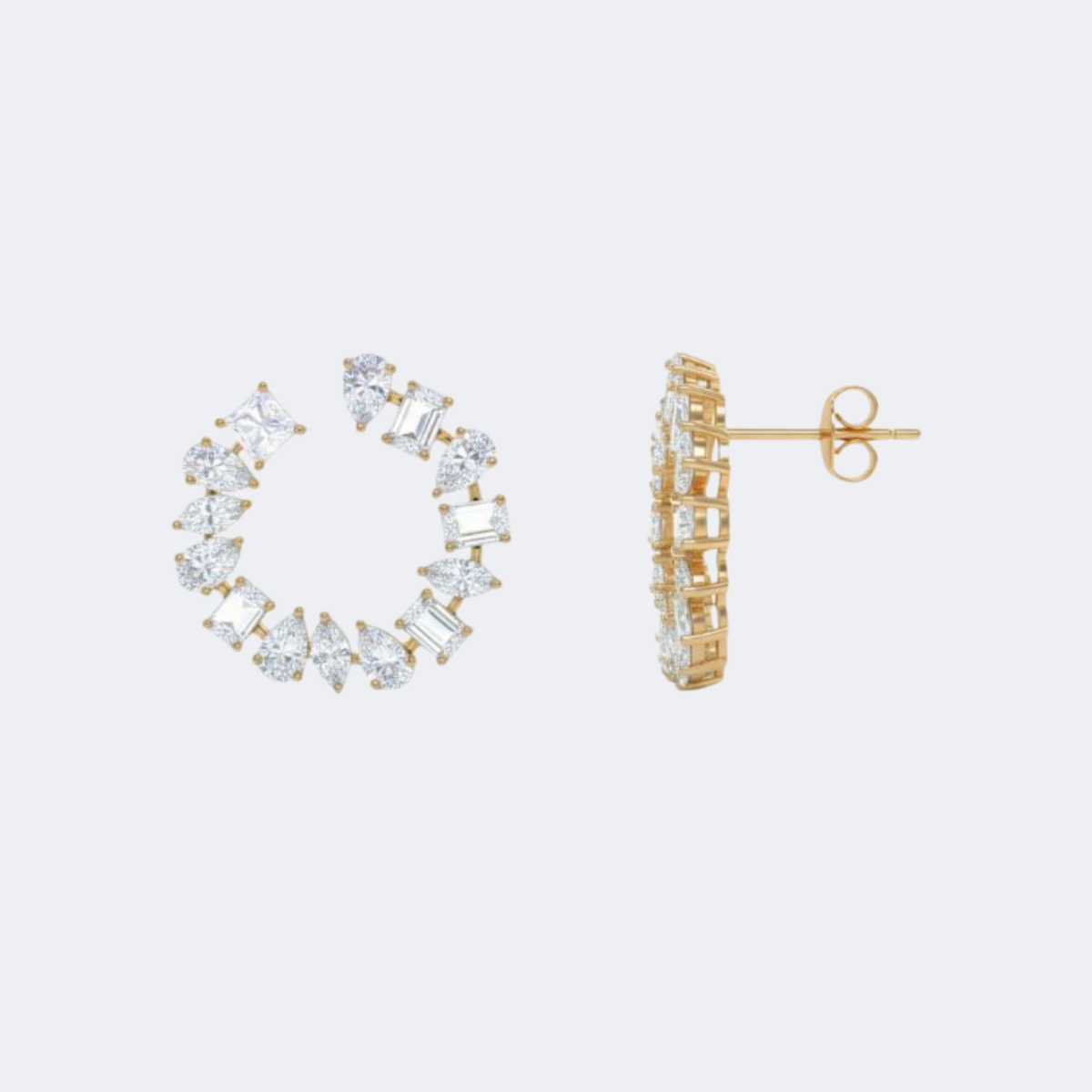 7.10 CTW Mixed Shape Prong Set Cluster Open Hoop Earrings