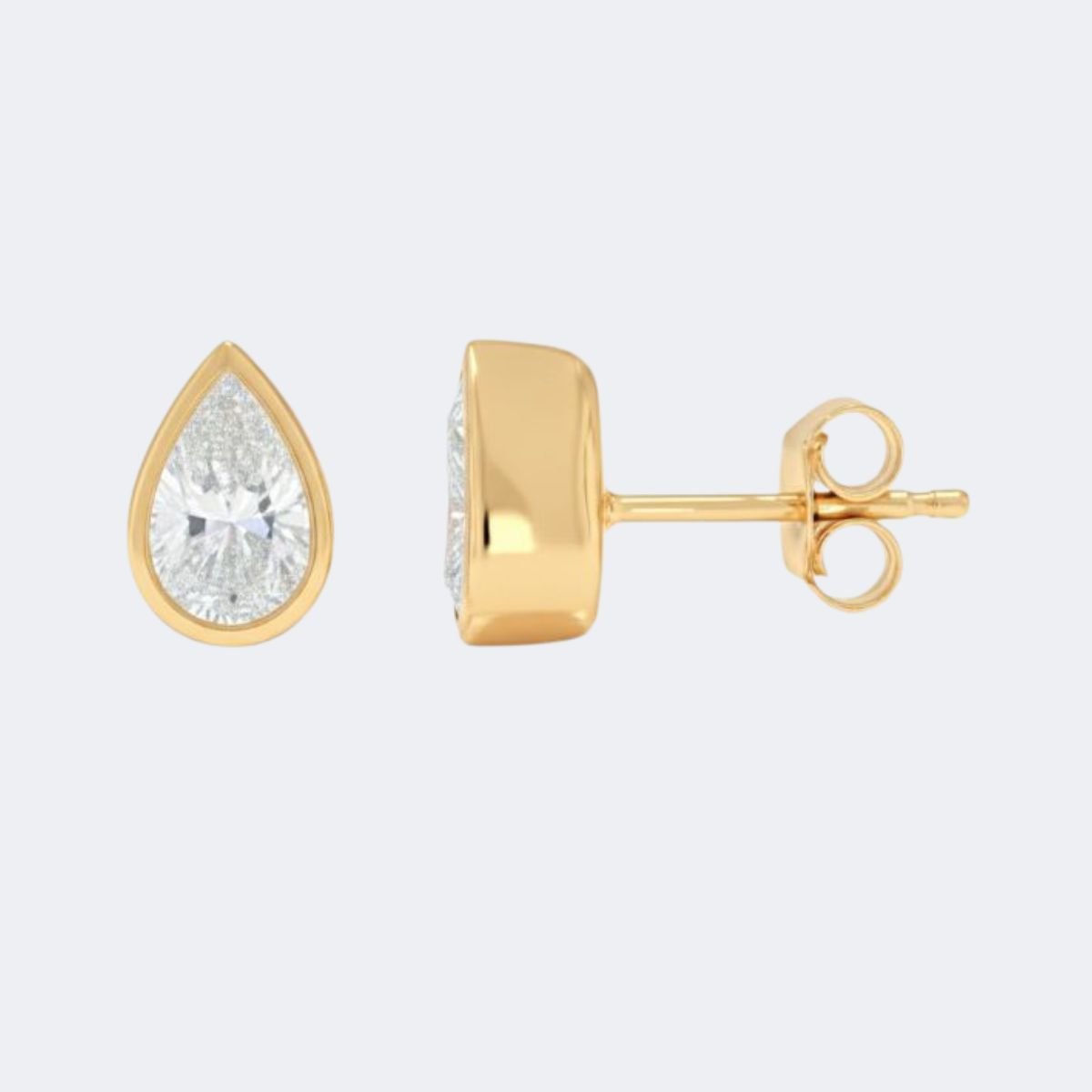 2.00CTW Pear Bezel Stud Earring
