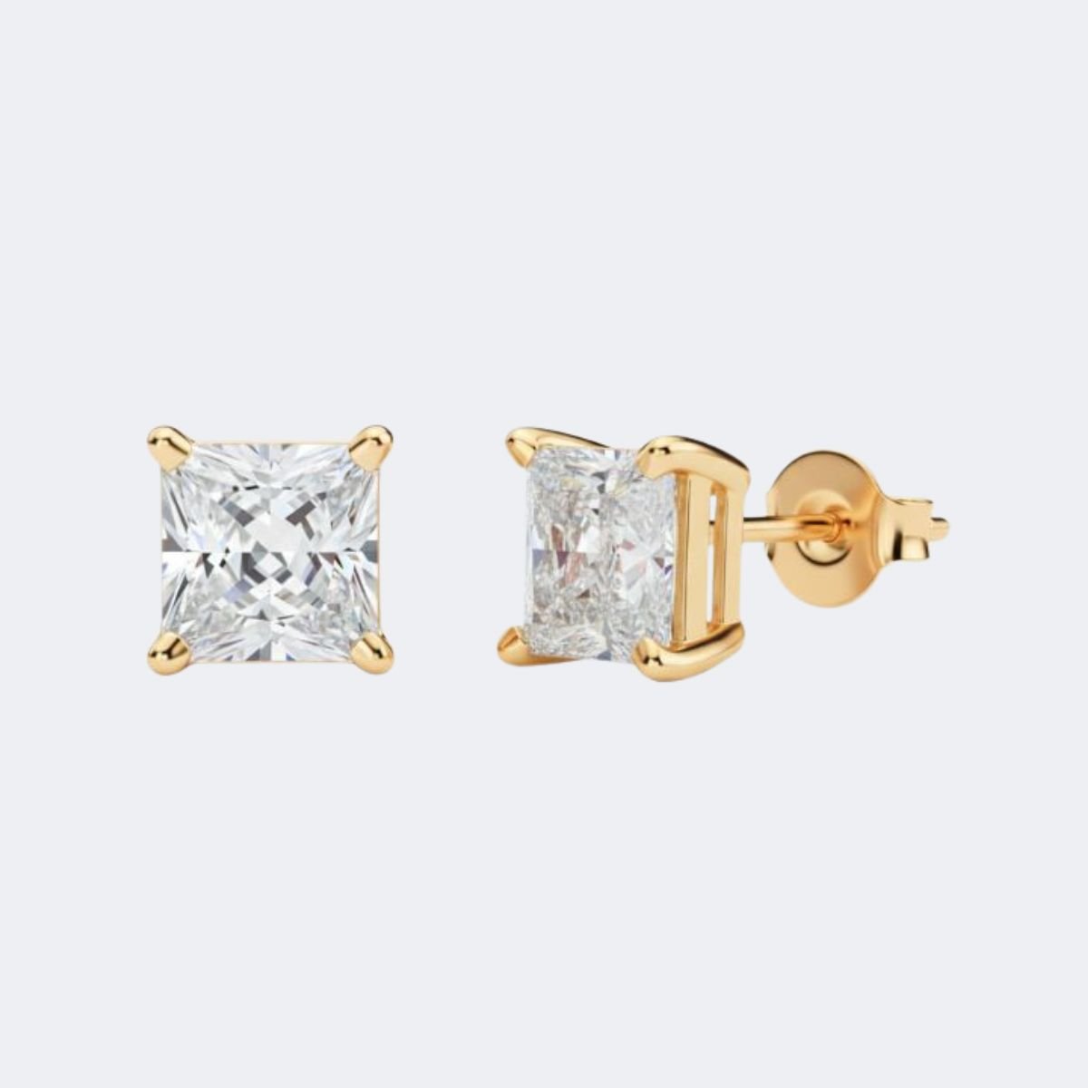 3.00CTW Princess 4-Prong Stud Earring