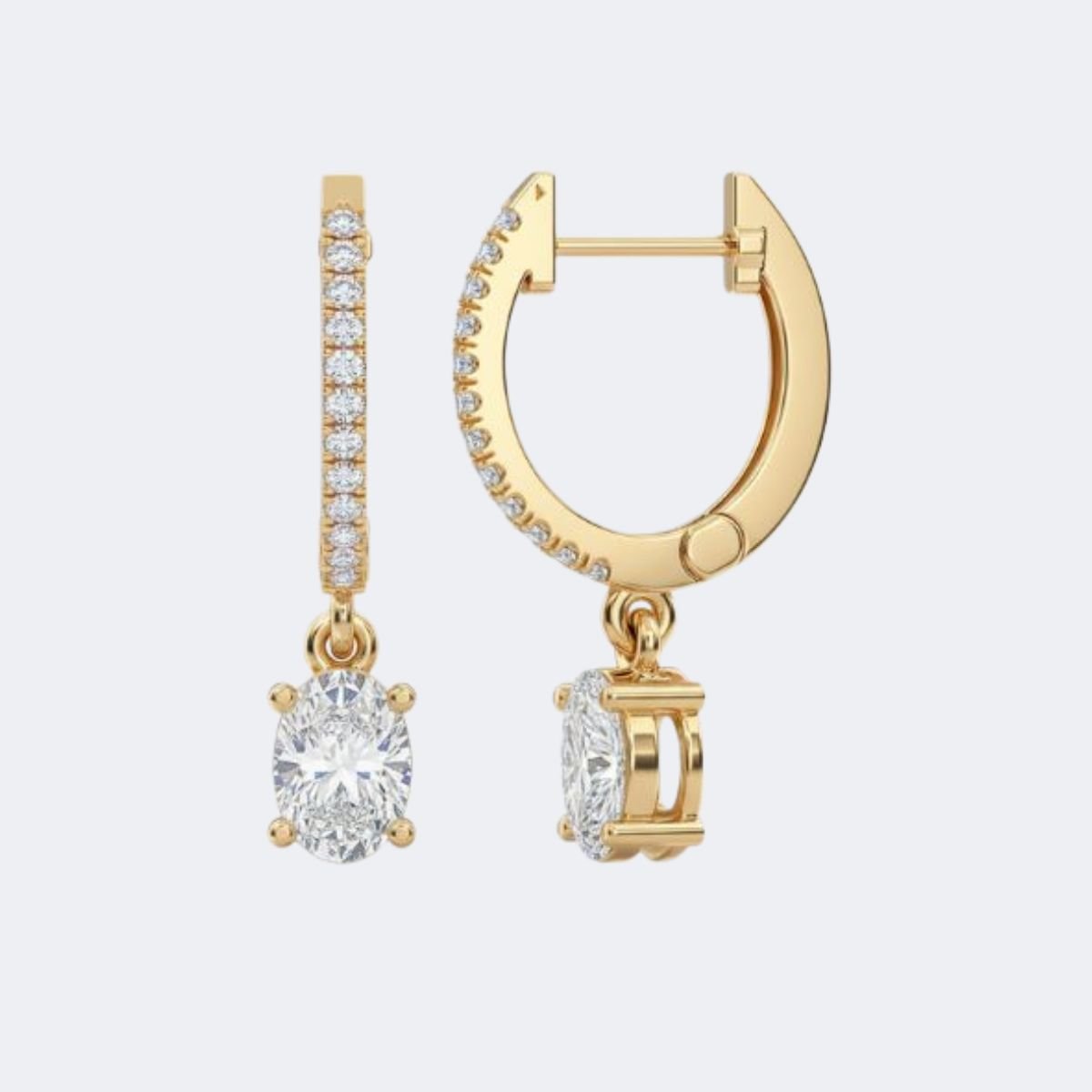 1.20 CTW Oval Round Cut Pav? Prong Set Huggie Drop Earrings