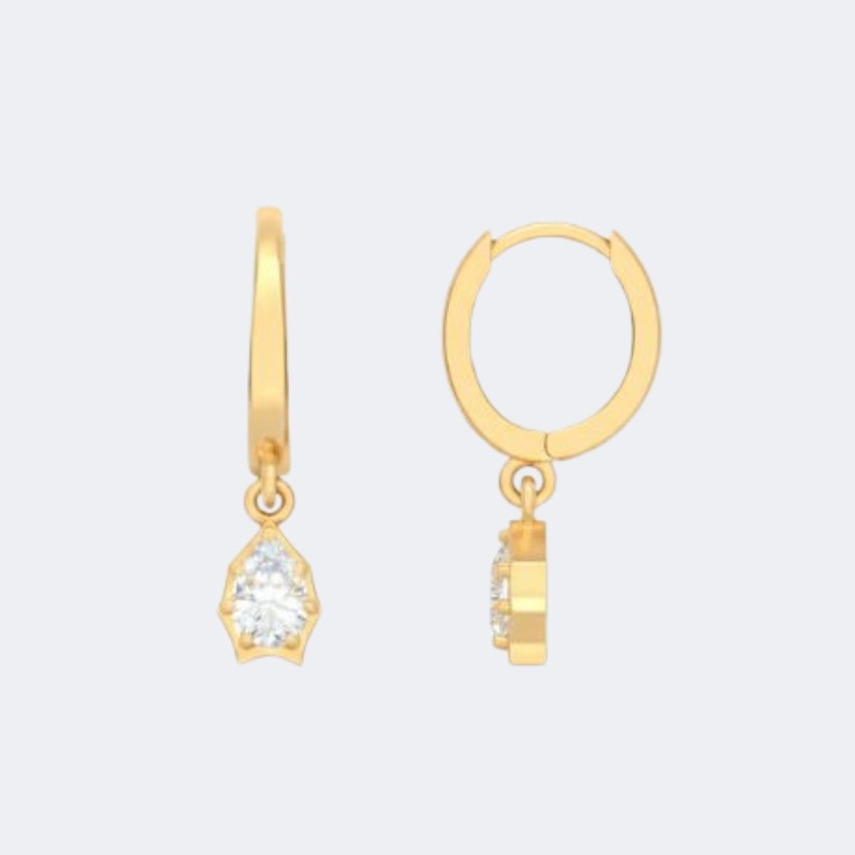 1.00 CTW Pear Cut Prong Set Huggie Drop Earrings
