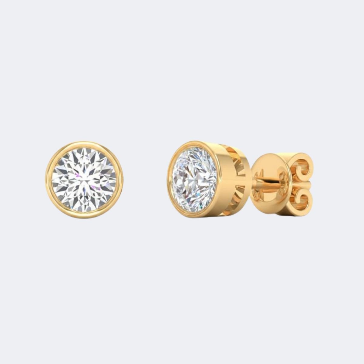 1.00CTW Round Bezel Stud Earring