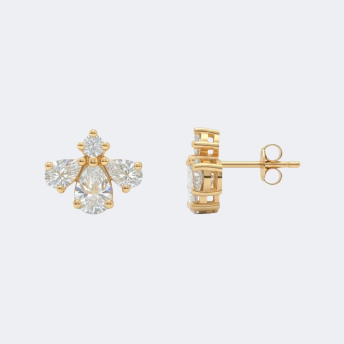 0.35CTW Round Pear Prong Cluster Stud