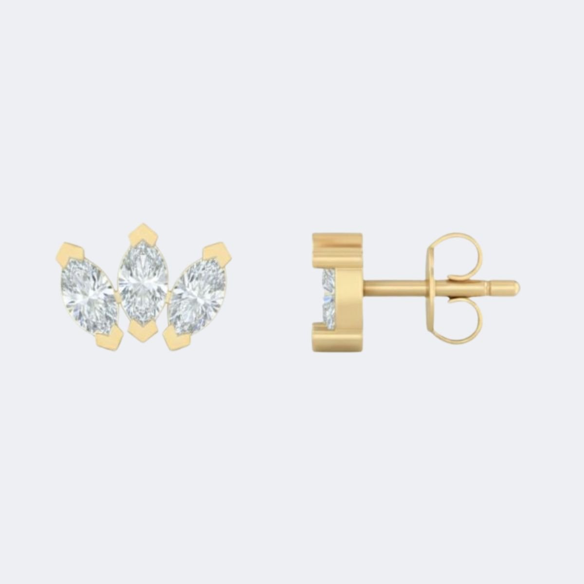0.40CTW Three Marquise Stone Stud Earring