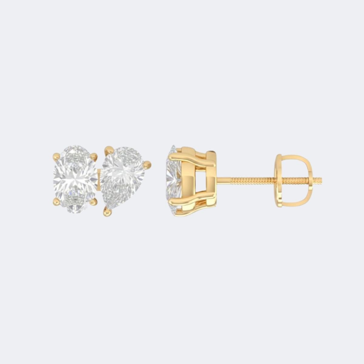 0.50CTW Oval-Pear Prong Toi et Moi Stud