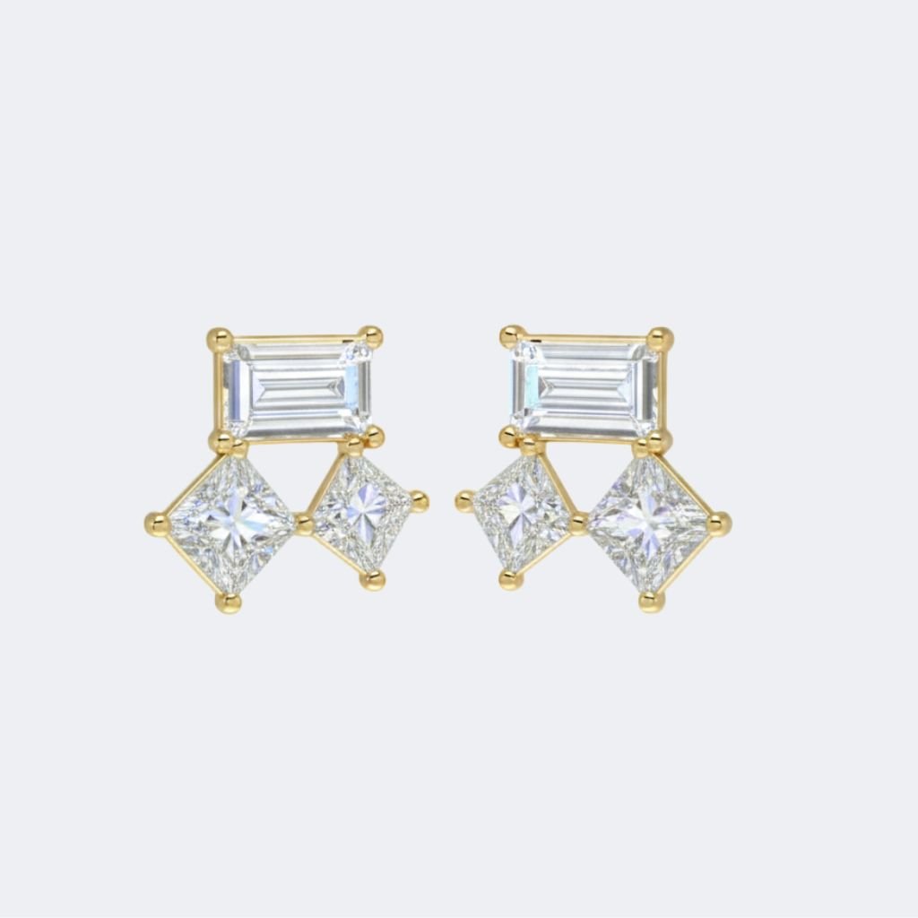 0.70CTW Emerald/Princess Prong Stud