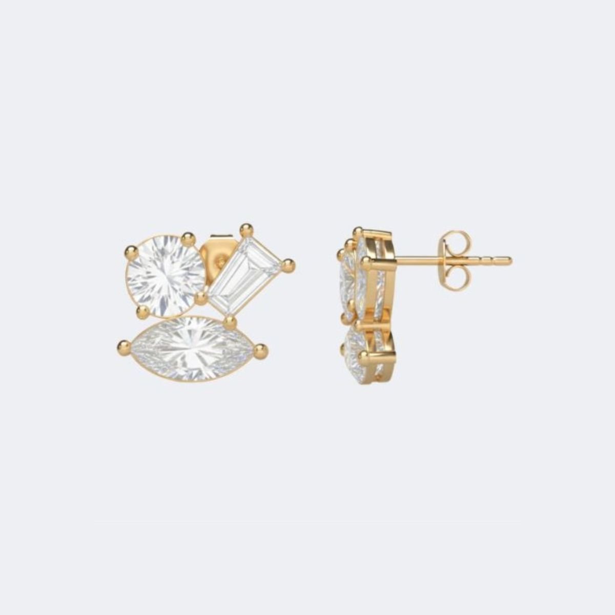 1.00CTW Round, Marquise, Baguette Shape Prong Three Stone Multi Stud
