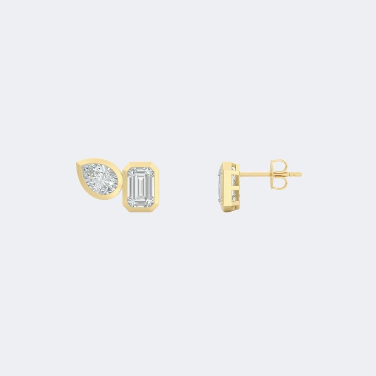 1.00CTW Emerald-Pear Bezel/Frame Stud