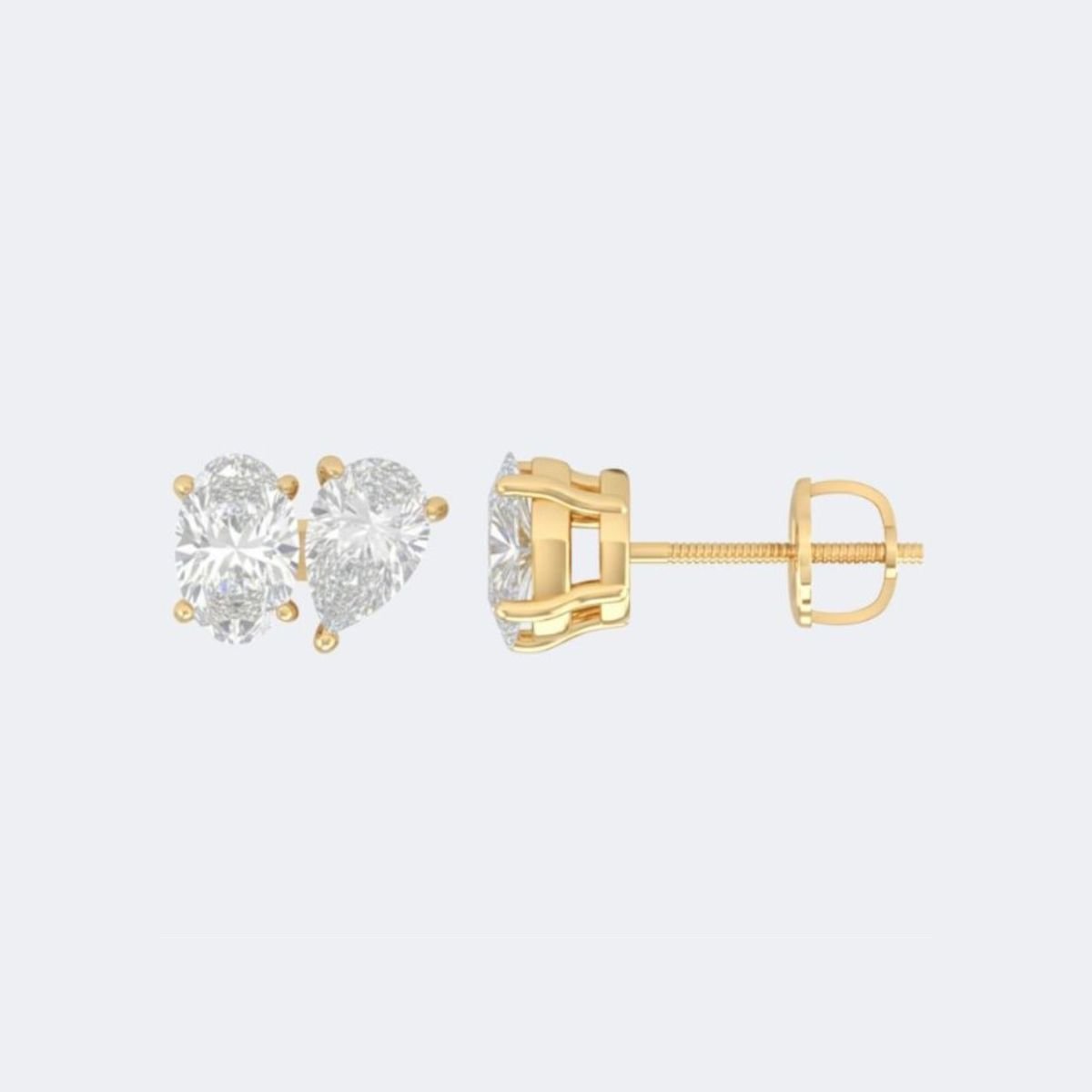 1.00CTW Oval-Pear Prong Toi et Moi Stud