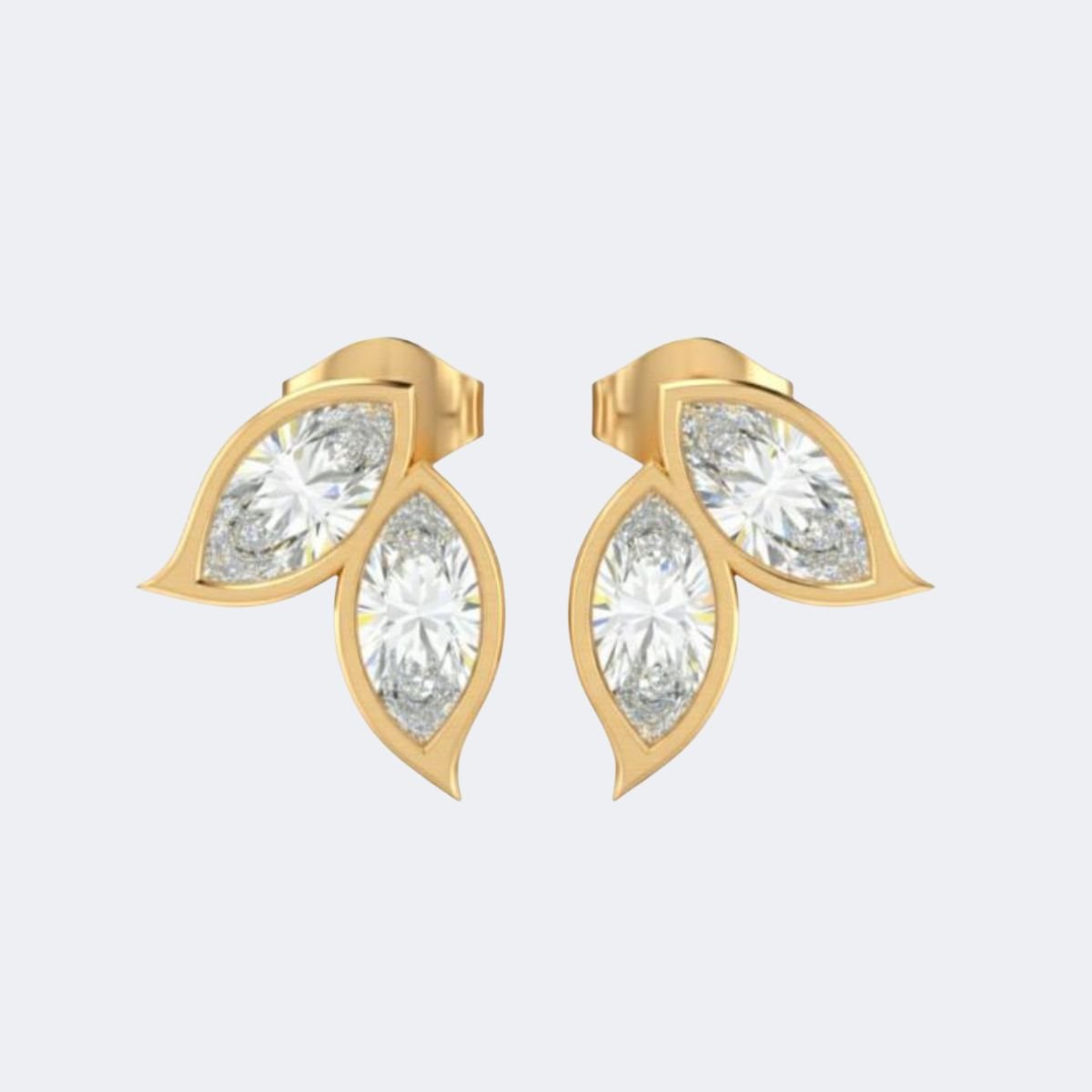 1.00CTW Leaf-Shape Bezel Frame Stud