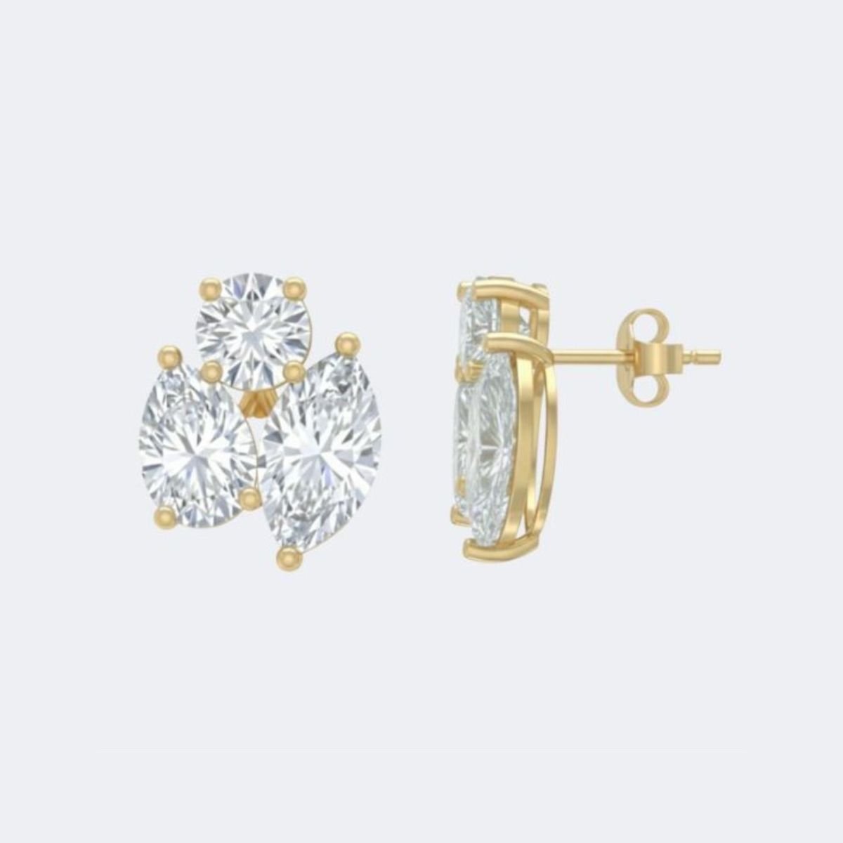 1.60CTW Round, Pear, Marquise Shape Prong Three Stone Multi Stud