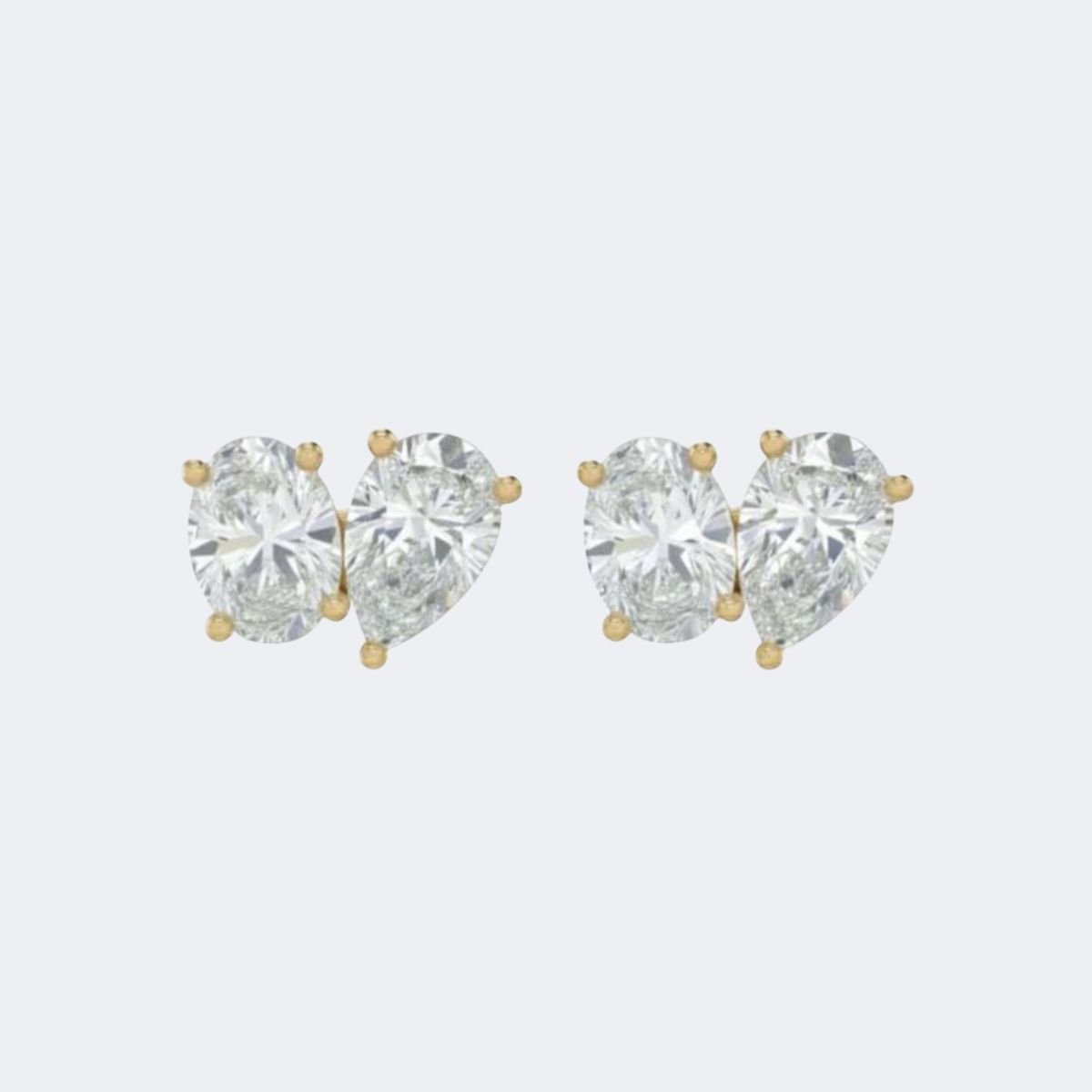 2.00CTW Oval-Pear Prong Toi et Moi Stud