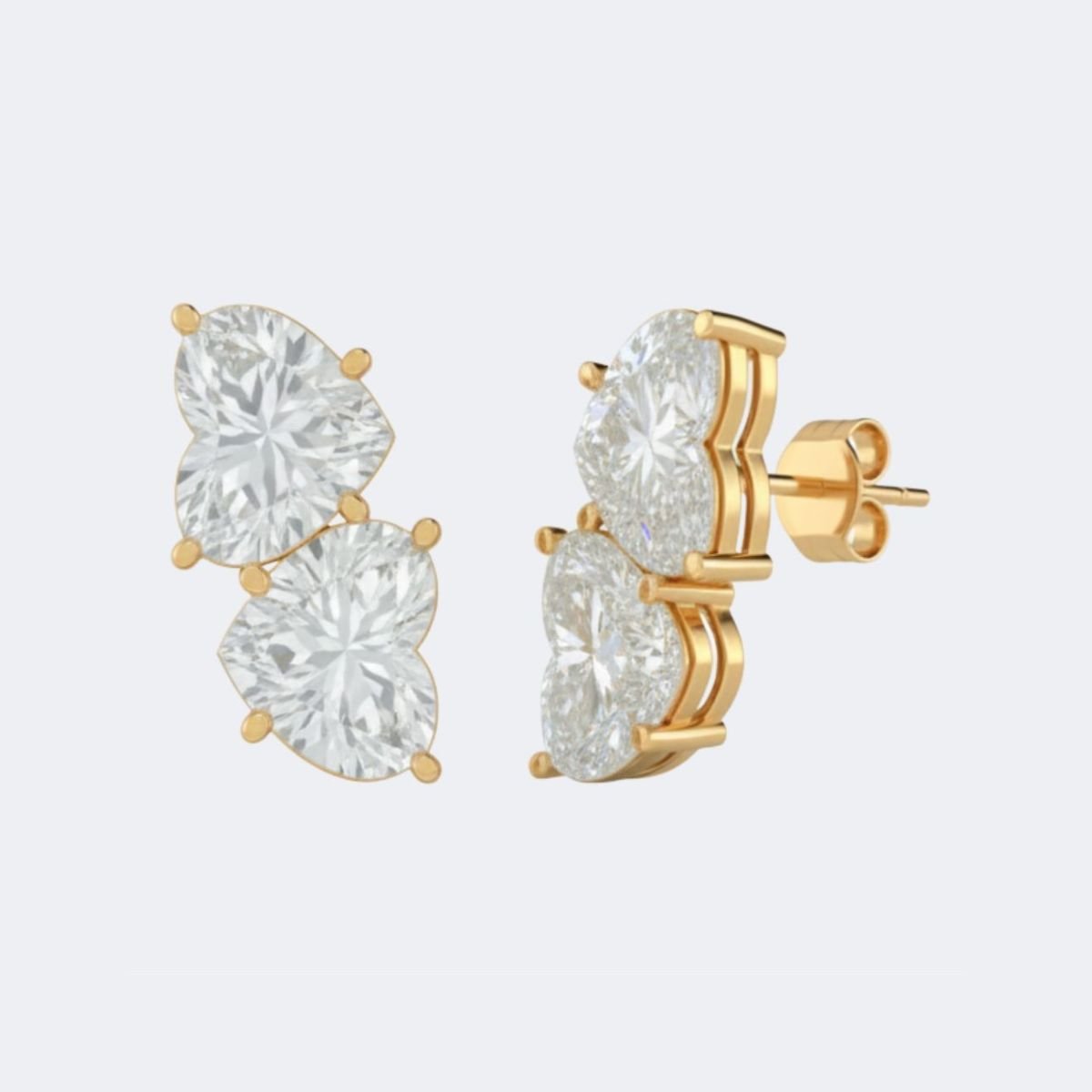 2.00CTW Heart Dual-Stone Prong Toi et Moi Stud