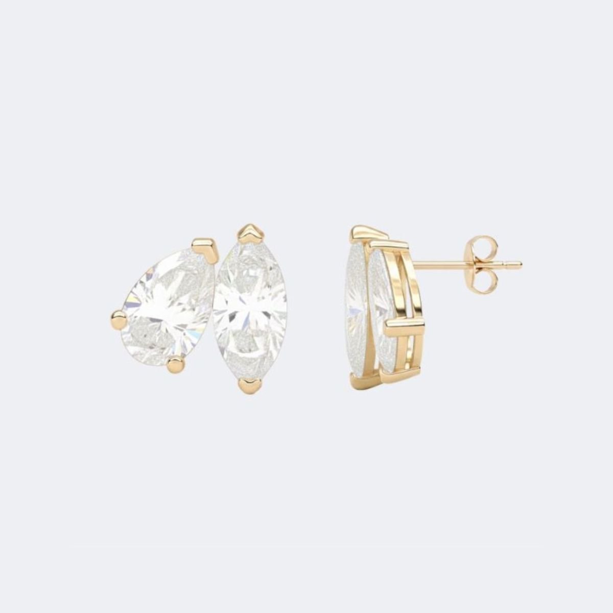 2.00CTW Pear-Marquise Prong Toi et Moi Stud