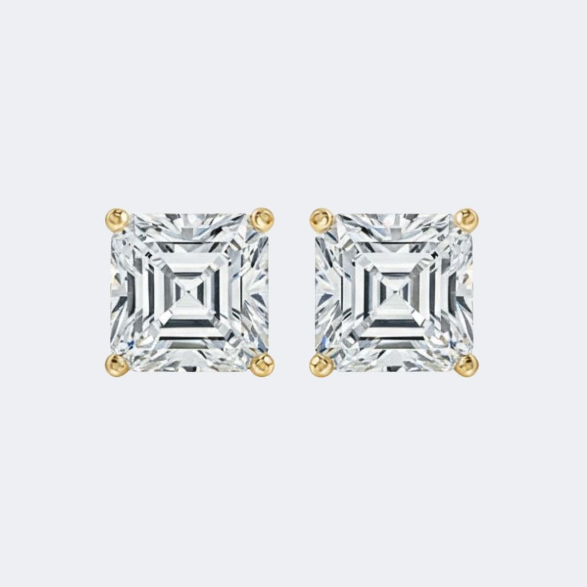 1.00CTW Asscher Cut Four Prong Solitaire Diamond Studs