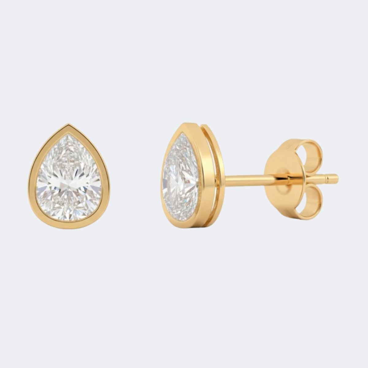 1.00CTW Pear Bezel Stud Earring