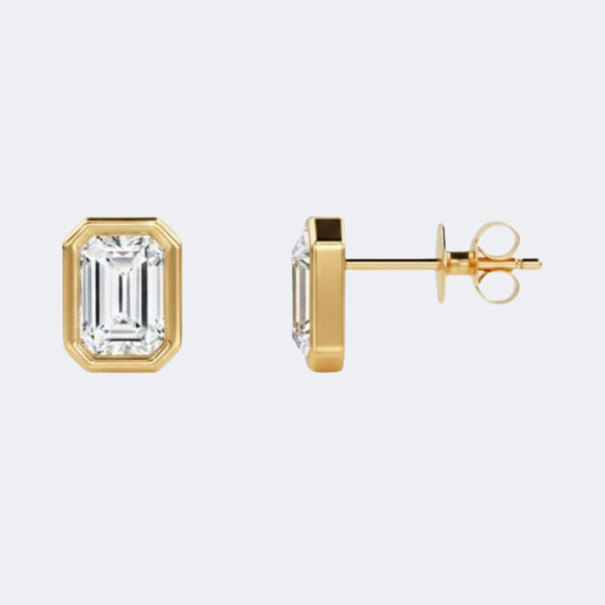 1.00CTW Emerald Bezel Stud Earring