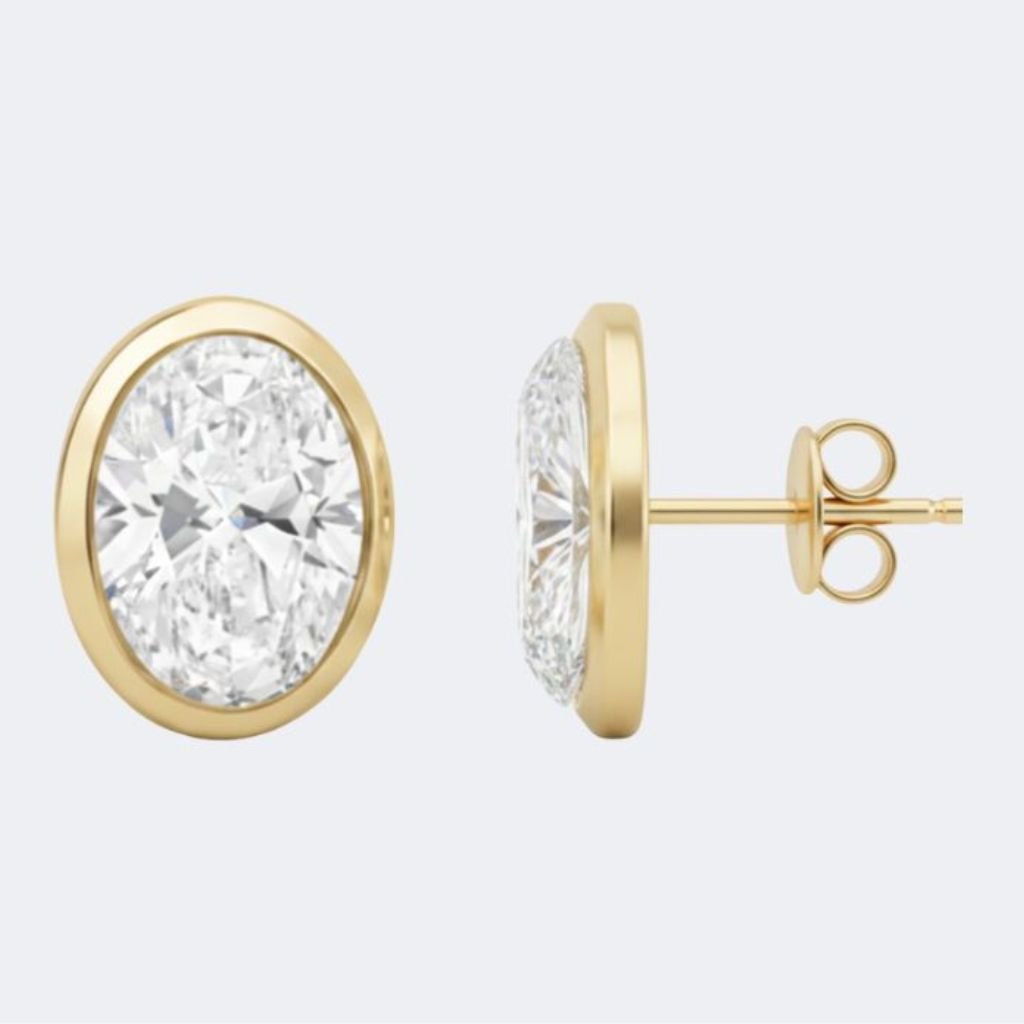 1.50CTW Oval Bezel Stud Earring
