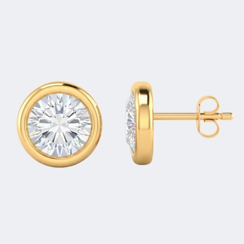 1.50CTW Round Shape Bezel Set Diamond Studs