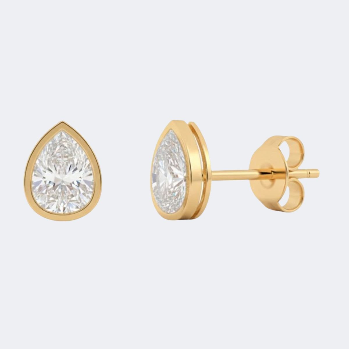 2.00CTW Pear Bezel Stud Earring