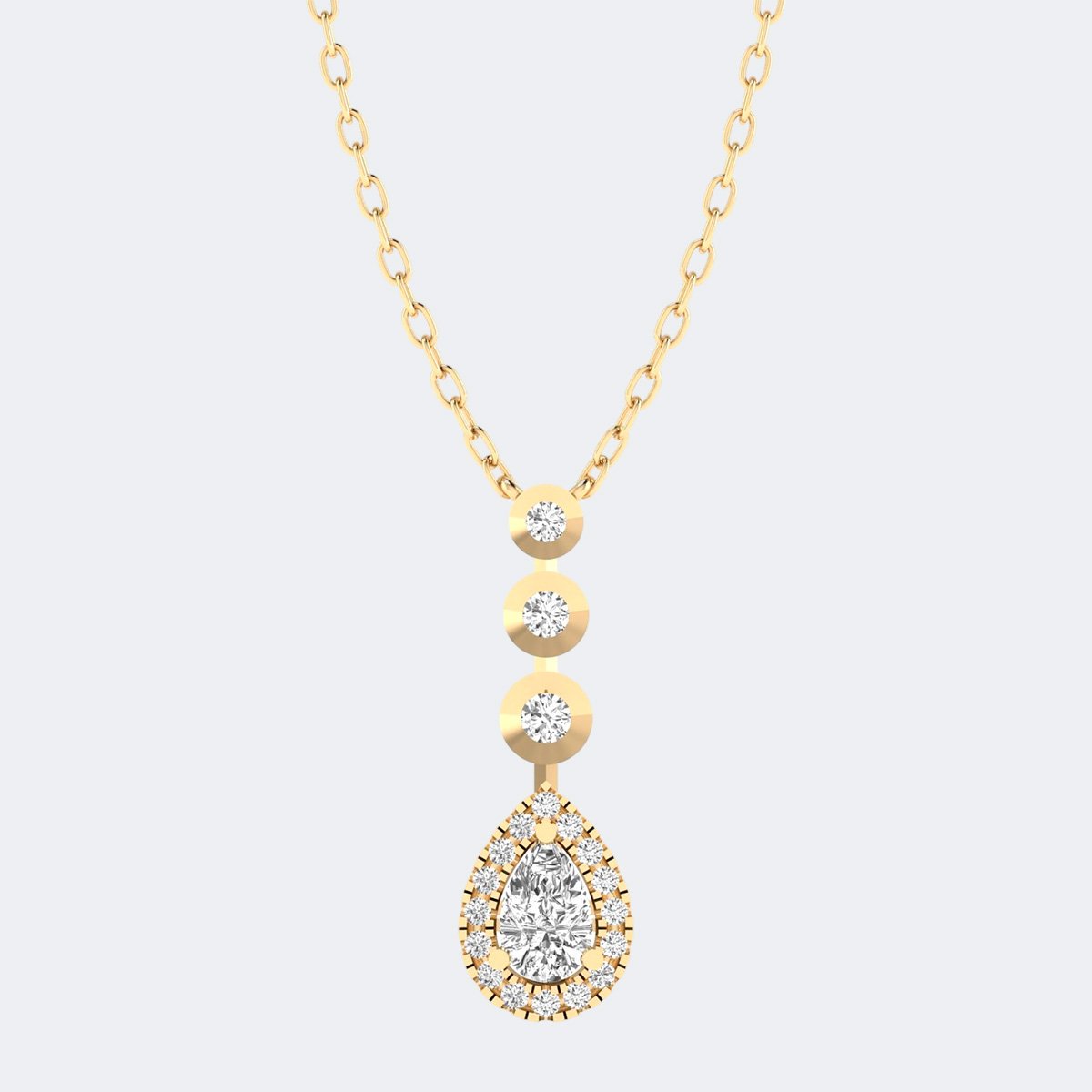 0.60CTW Round Brilliant Halo and Bezel Pendant Necklace