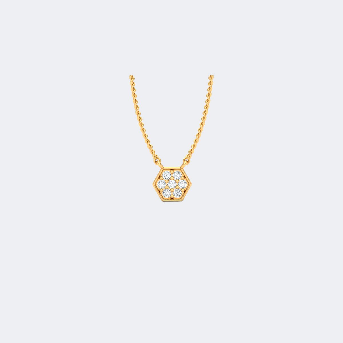 0.20CTW Round Bezel-Framed Hexagon Pendant Necklace.