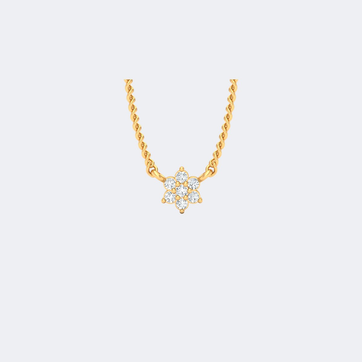 0.10CTW Round Brilliant Prong Cluster Flower Pendant.